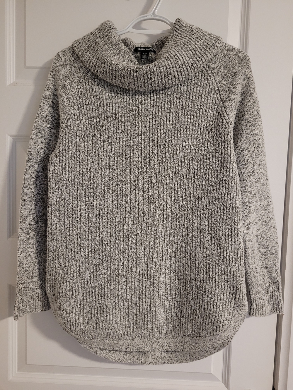 Hilary Radley Gray Ribbed Cowl Neck Sweater